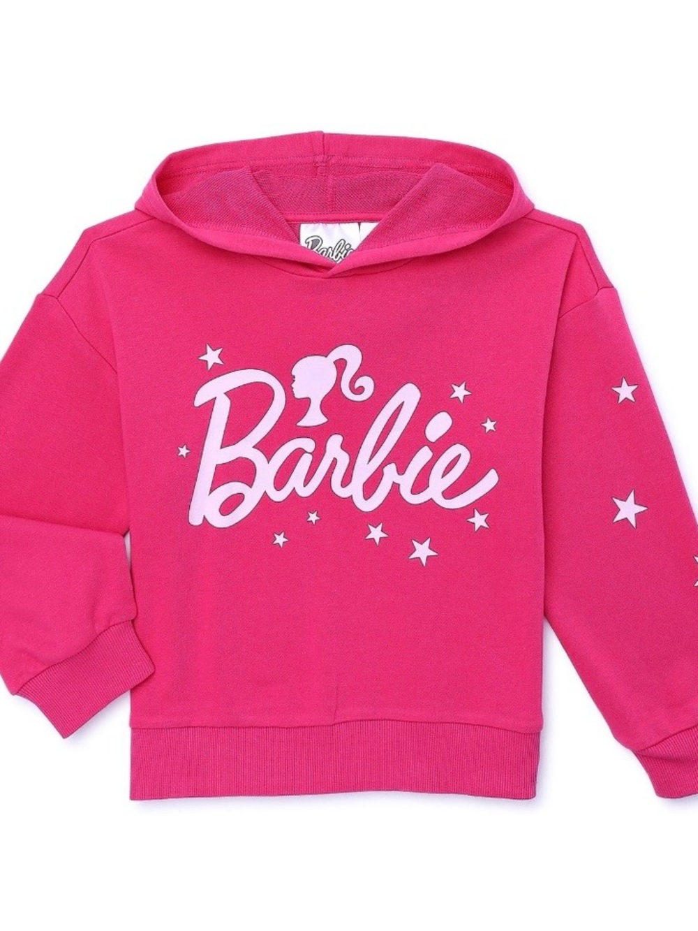 Barbie Bright Pink Logo Hoodie with Star Accents